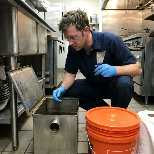 BWM Plumbing technician providing grease trap repair in Boston, MA