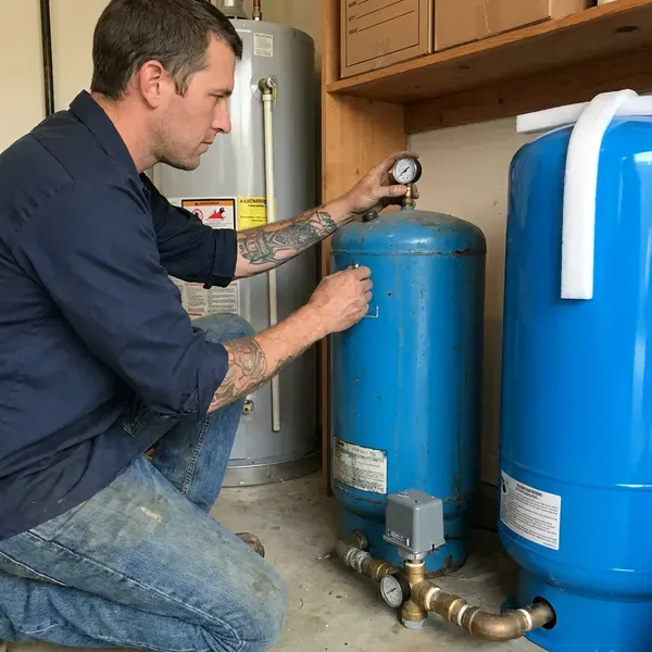 BWM Plumbing technician providing well pressure tank replacement in Fall River, MA